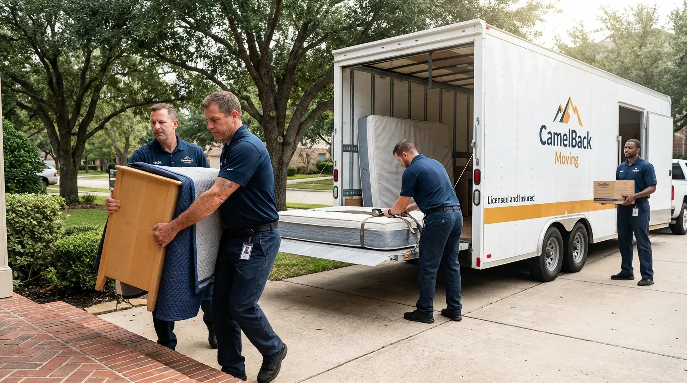 Crew loading residential truck for cross-state move from Douglas, GA
