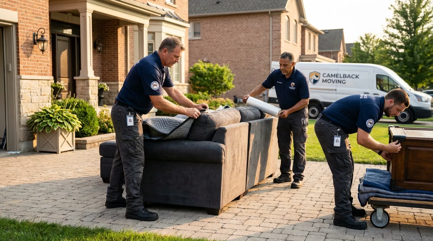 Large estate moving crew wrapping furniture in Douglas, GA