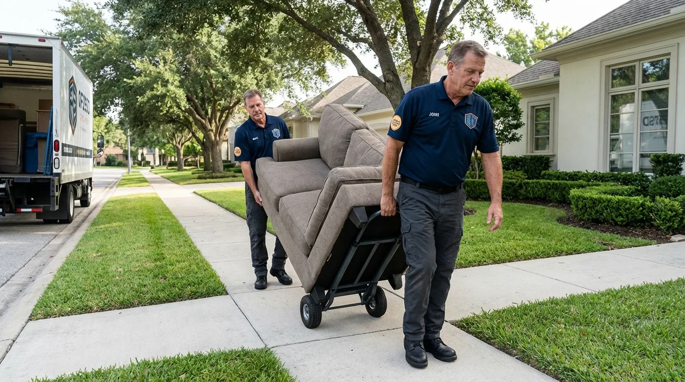 Local residential moving crew loading furniture in Douglas, GA