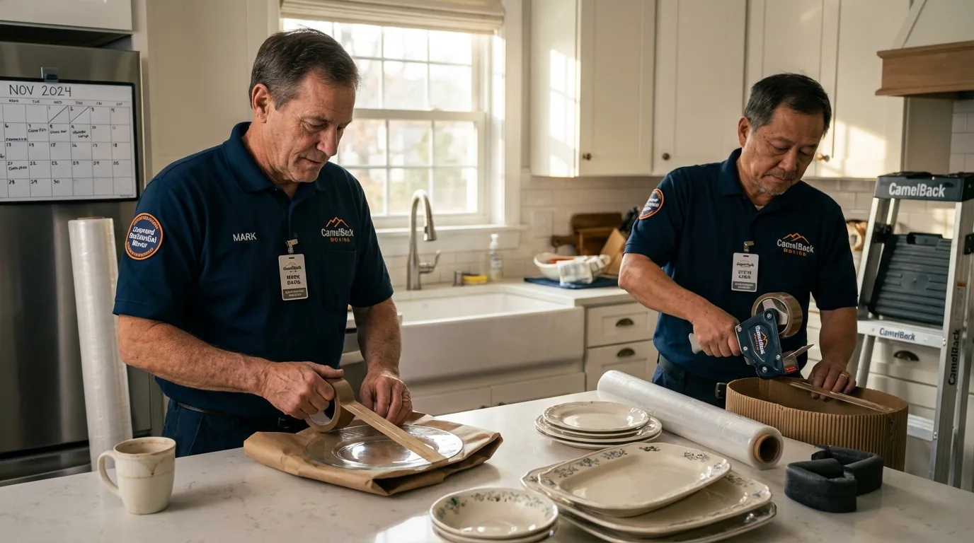 Professional crew packing kitchen dishware in Douglas, GA
